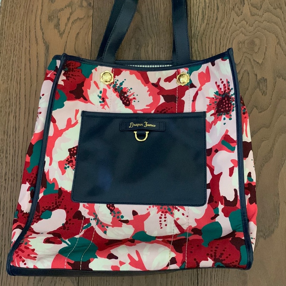 Draper James Floral Tote in Navy, Red, Pink, Teal